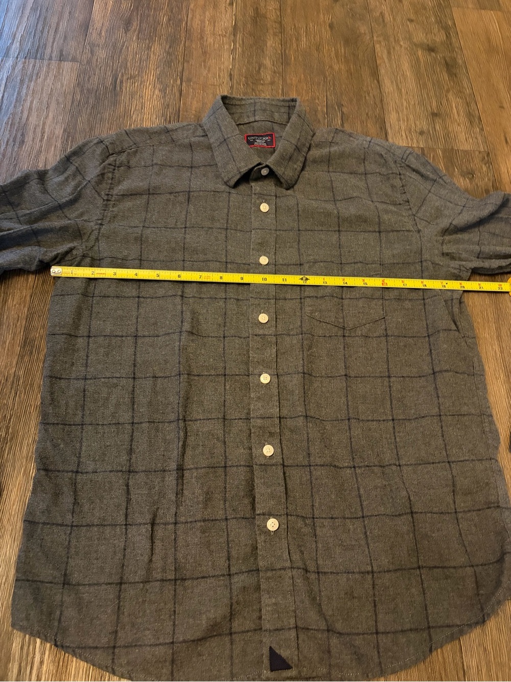 Untuckit Men’s Grey Causal Windowpane Long Sleeve Button Down Shirt Size Med - Picture 6 of 7